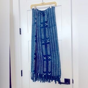 African mud cloth wrap skirt Blue and White Patterned.. wrap skirt